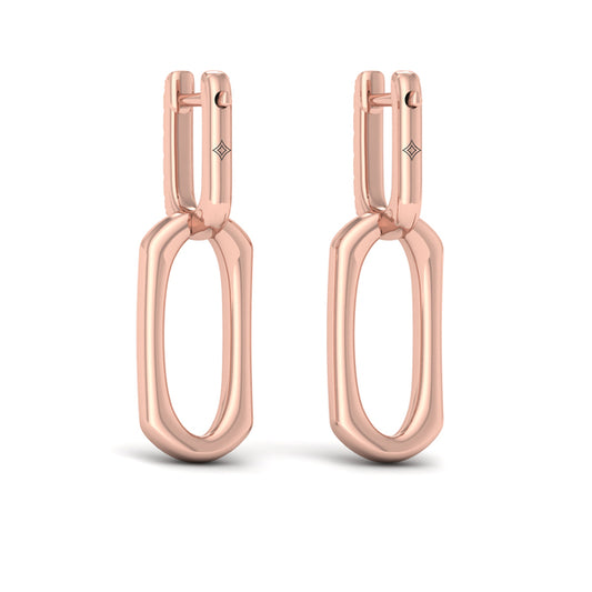 Diamond Accent North South Open Oval Pendant Link Earrings