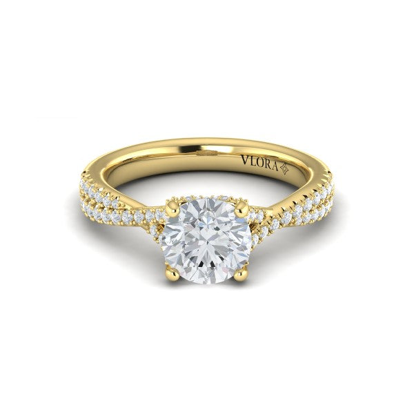 Woven Pave Round Diamond Engagement Ring