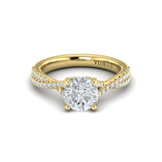 Woven Pave Round Diamond Engagement Ring