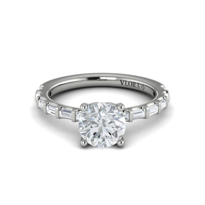 Round Classic Engagement Ring in Platinum by Vlora Bridal