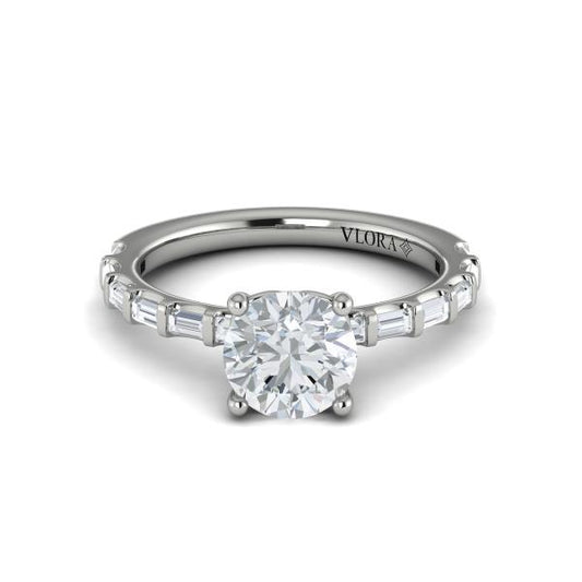 Round Classic Engagement Ring in Platinum by Vlora Bridal