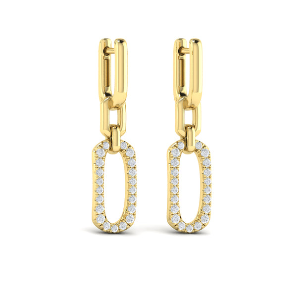 Diamond North South Open Oval Pendant Link Earrings
