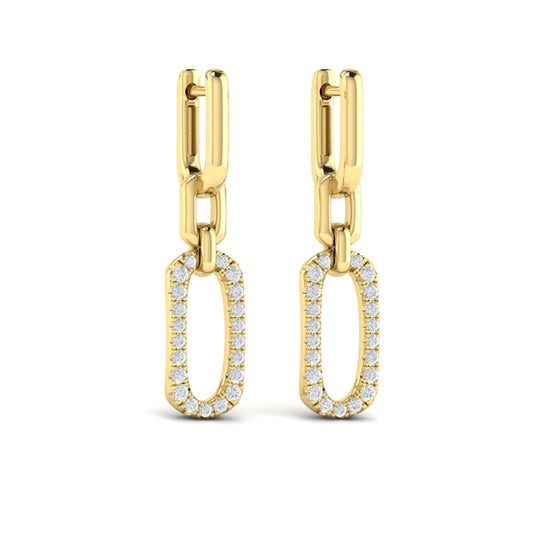 Diamond North South Open Oval Pendant Link Earrings