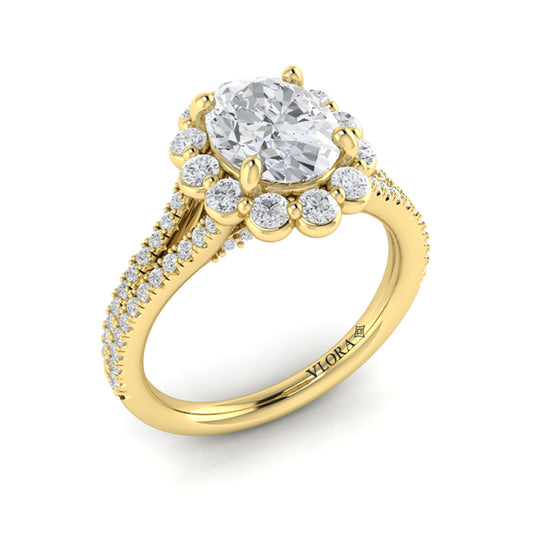 Corsage Halo Oval Engagement Ring