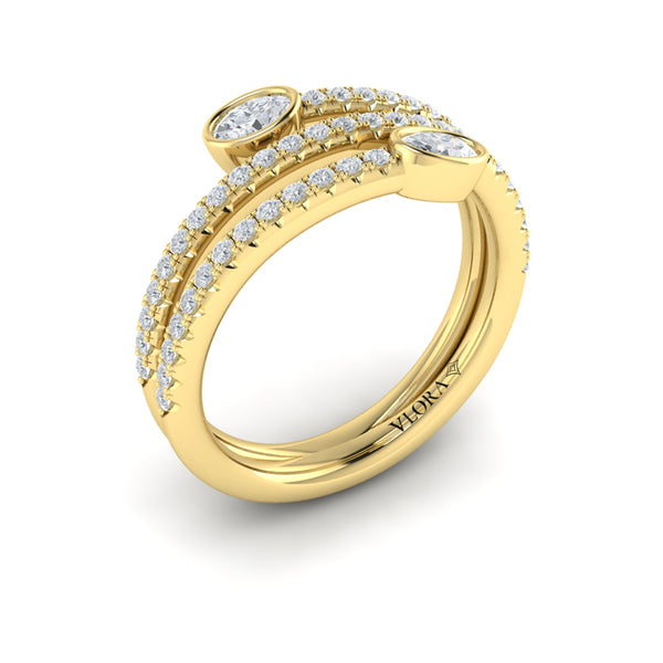 Diamond Three Row Oval Diamond Wrap Ring