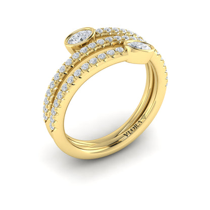 Diamond Three Row Oval Diamond Wrap Ring