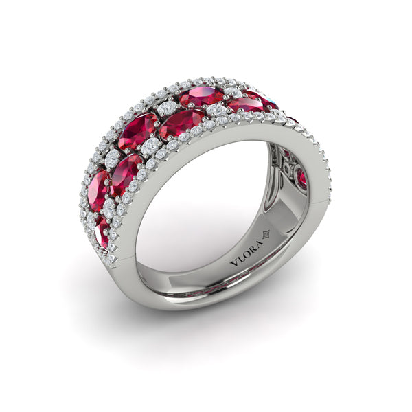 Multi Diamond and Ruby Statement Ring