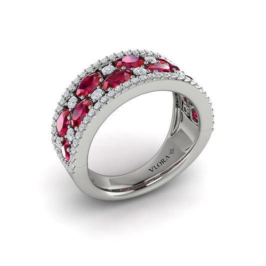 Multi Diamond and Ruby Statement Ring