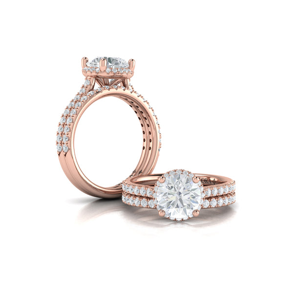 Round Halo Engagement Ring in 14K Rose Gold by Vlora Bridal