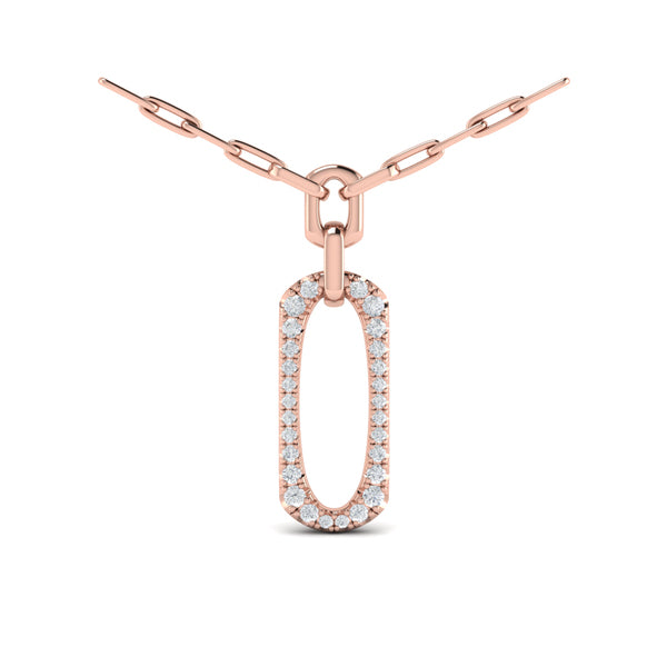 Diamond North South Open Oval Link Necklace