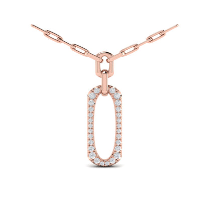 Diamond North South Open Oval Link Necklace