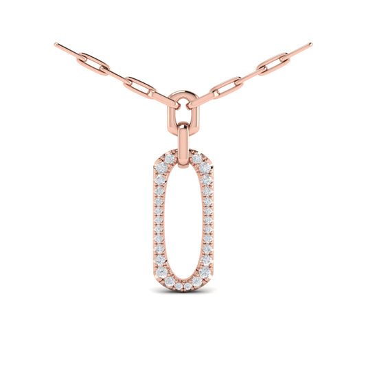 Diamond North South Open Oval Link Necklace