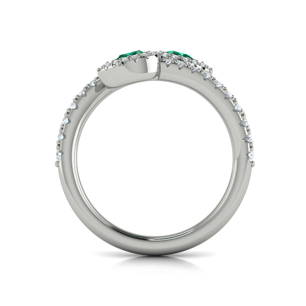 Diamond Wrapped Pear Emerald Ring