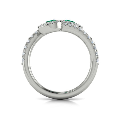 Diamond Wrapped Pear Emerald Ring