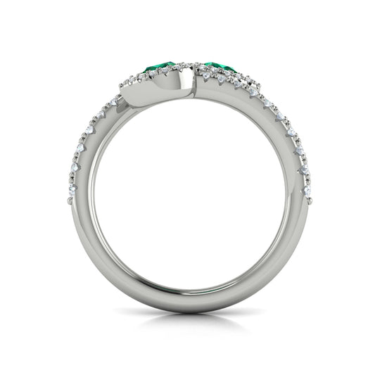Diamond Wrapped Pear Emerald Ring