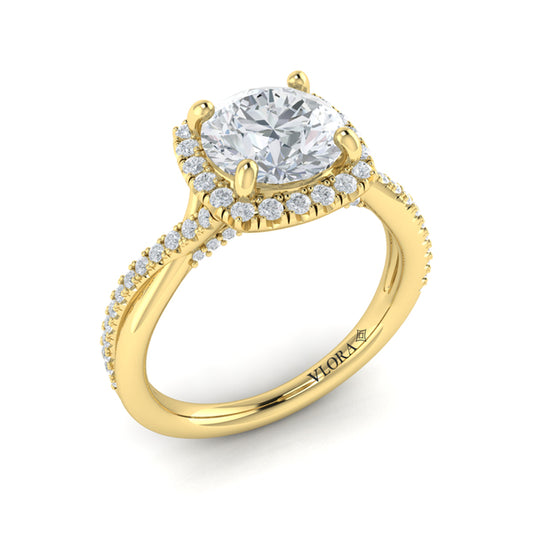 Entwined Euro Halo Round Engagement Ring