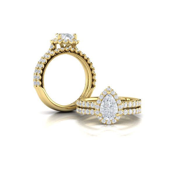 Timeless Pear Halo Engagement Ring