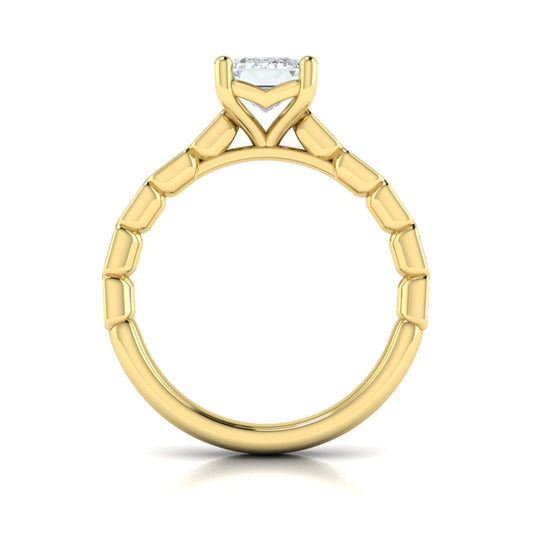 Bezeled Emerald Cut Engagement Ring