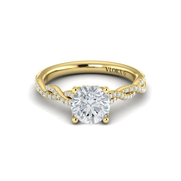 Twist Diamond Engagement Ring with Hidden Halo