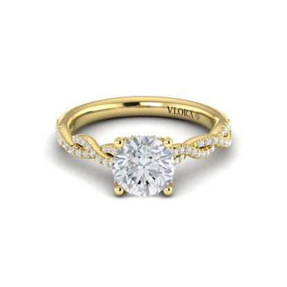 Twist Diamond Engagement Ring with Hidden Halo