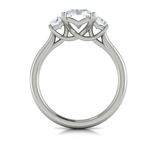 Emerald Cut Three Stone Engagement Ring in Platinum by Vlora Bridal