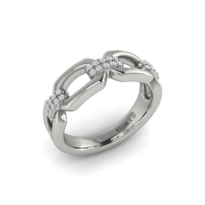 Diamond Accent East West Open Oval Link Ring
