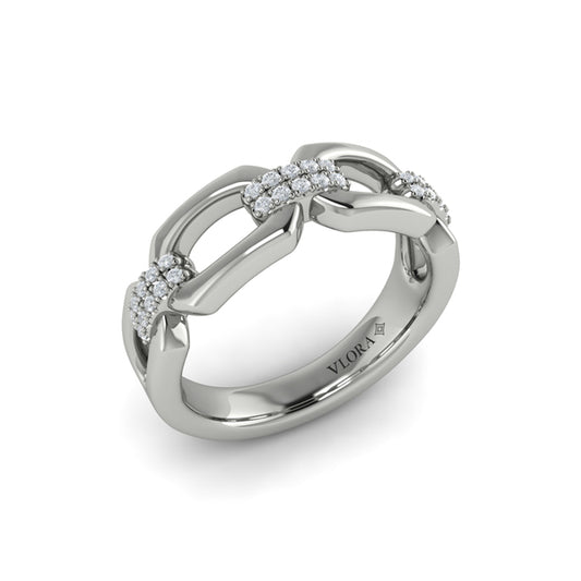 Diamond Accent East West Open Oval Link Ring