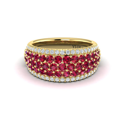 Diamond and Ruby Multi-Row Statement Ring