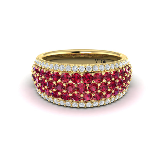 Diamond and Ruby Multi-Row Statement Ring