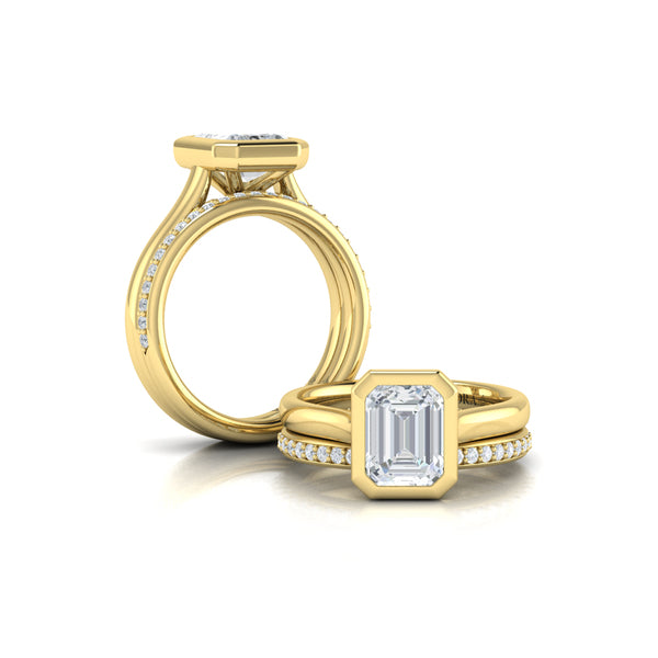 Bold Bezel Emerald Cut Engagement Ring