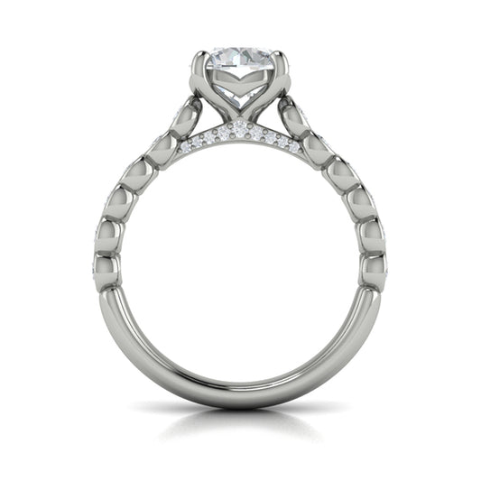 Round Diamond Engagement Ring with Bezel-Set Diamond Band