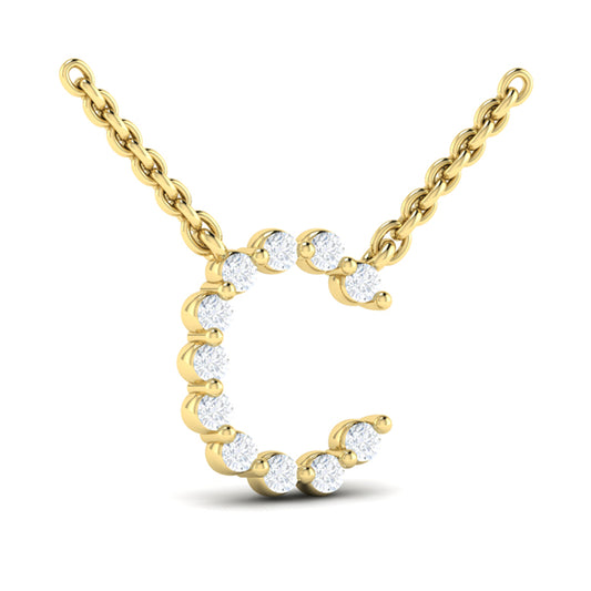 Diamond Alphabet Pendant Necklace, C