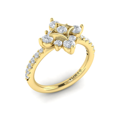 Floating Diamond Floral and Vlora Star Ring