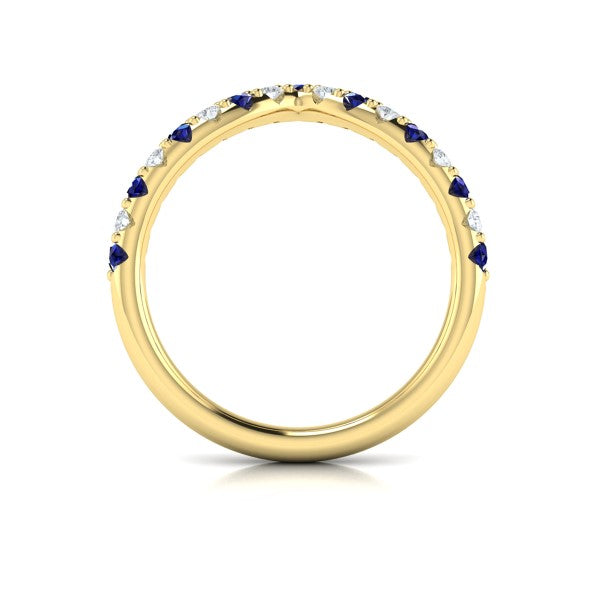 Sapphire and Diamond Contour Band