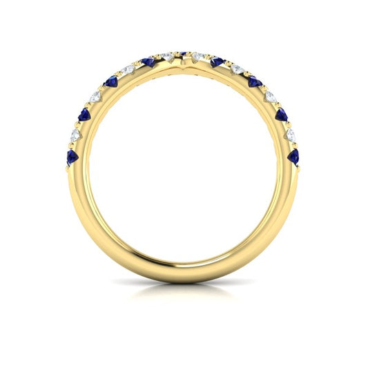 Sapphire and Diamond Contour Band
