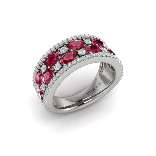 Multi Diamond and Ruby Statement Ring