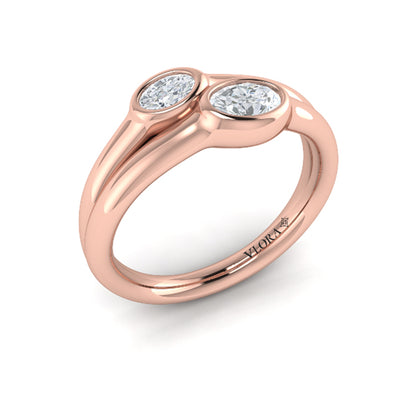 Double Oval Bezel-Set Diamond Ring