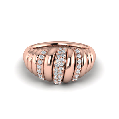 Sculpted Dome Triple Pavé Diamond Ring