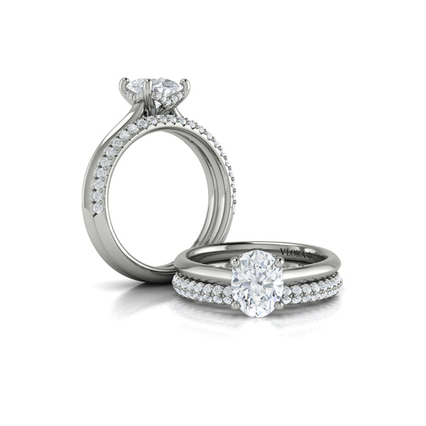 Solitaire Oval Engagement Ring with Hidden Halo
