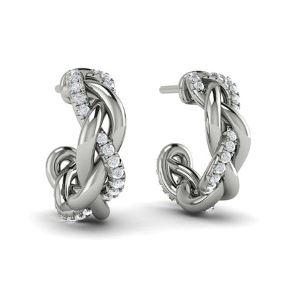 Alternating Diamond Twist Huggie Hoop Earrings