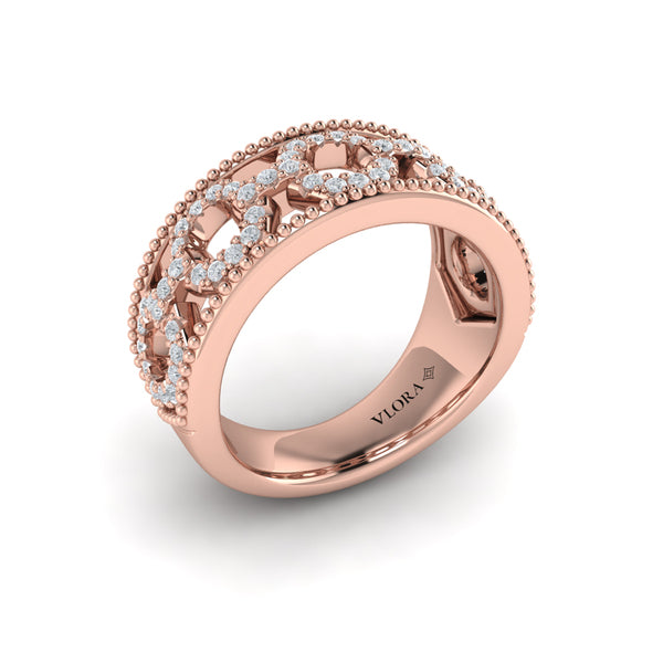 Diamond Open Honeycomb Link Ring