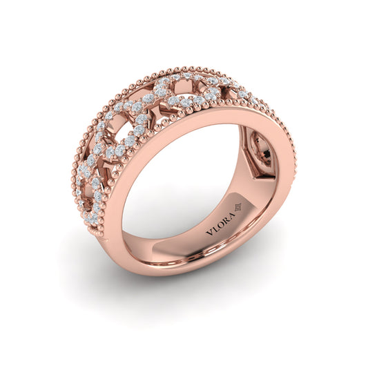 Diamond Open Honeycomb Link Ring