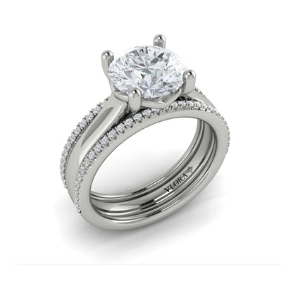 Round Classic Engagement Ring in Platinum by Vlora Bridal