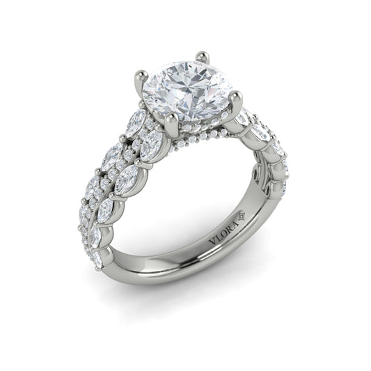 Round Classic Engagement Ring in Platinum by Vlora Bridal