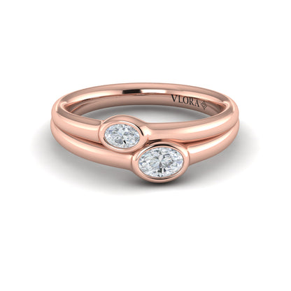 Double Oval Bezel-Set Diamond Ring
