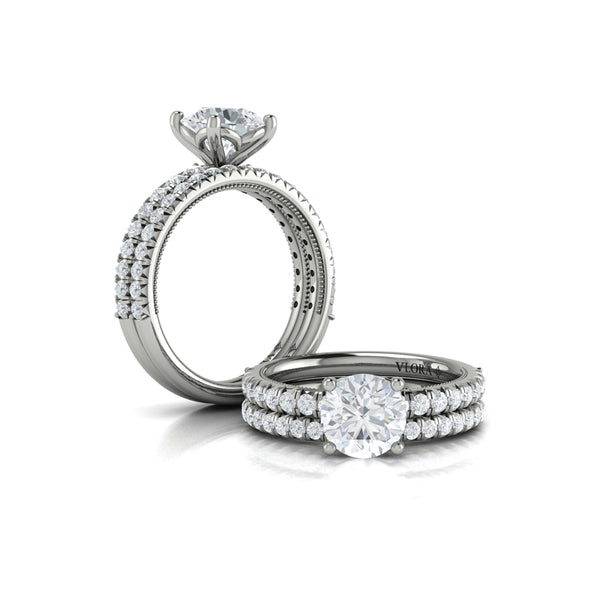 Matching Bands Wedding Band in 14K White Gold by Vlora Bridal