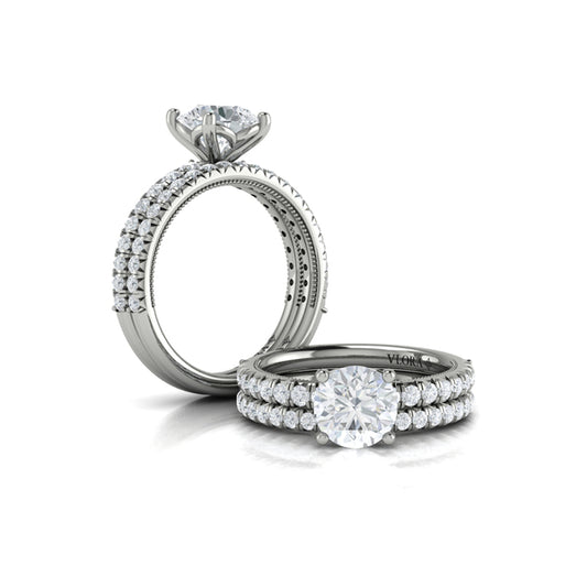 Matching Bands Wedding Band in 14K White Gold by Vlora Bridal