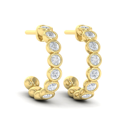 Rounded Bezel Set Hoop Earrings