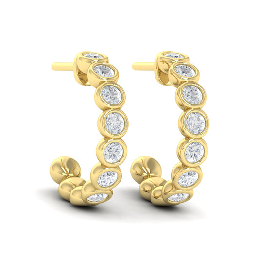 Rounded Bezel Set Hoop Earrings