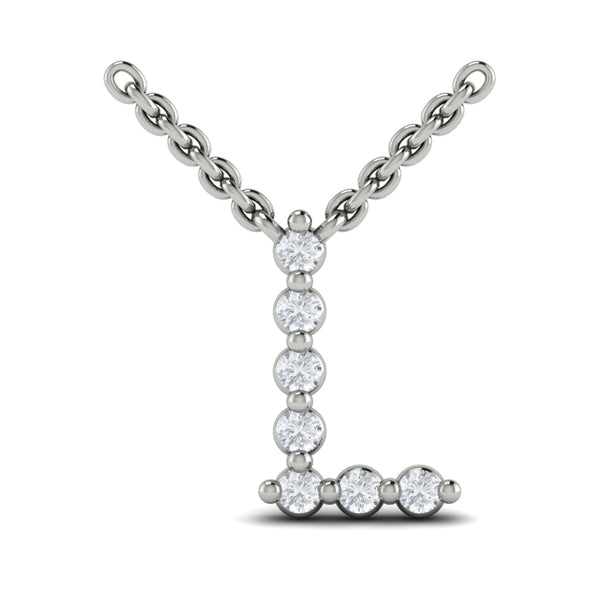 Diamond Alphabet Pendant Necklace, L